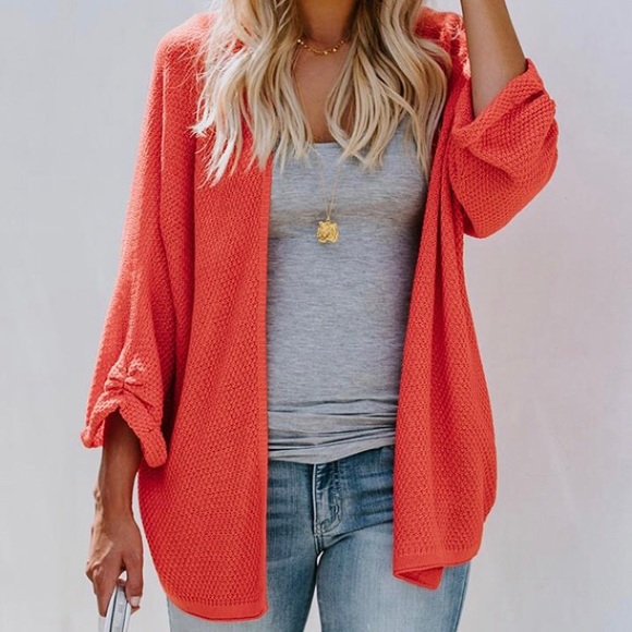Sweaters - {Abigail} Orange Cute Trendy Cardigan Knit